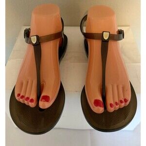 Chloe Donna Jelly Sandals T Strap Flat Slingback Italy Size 39 US 8.5